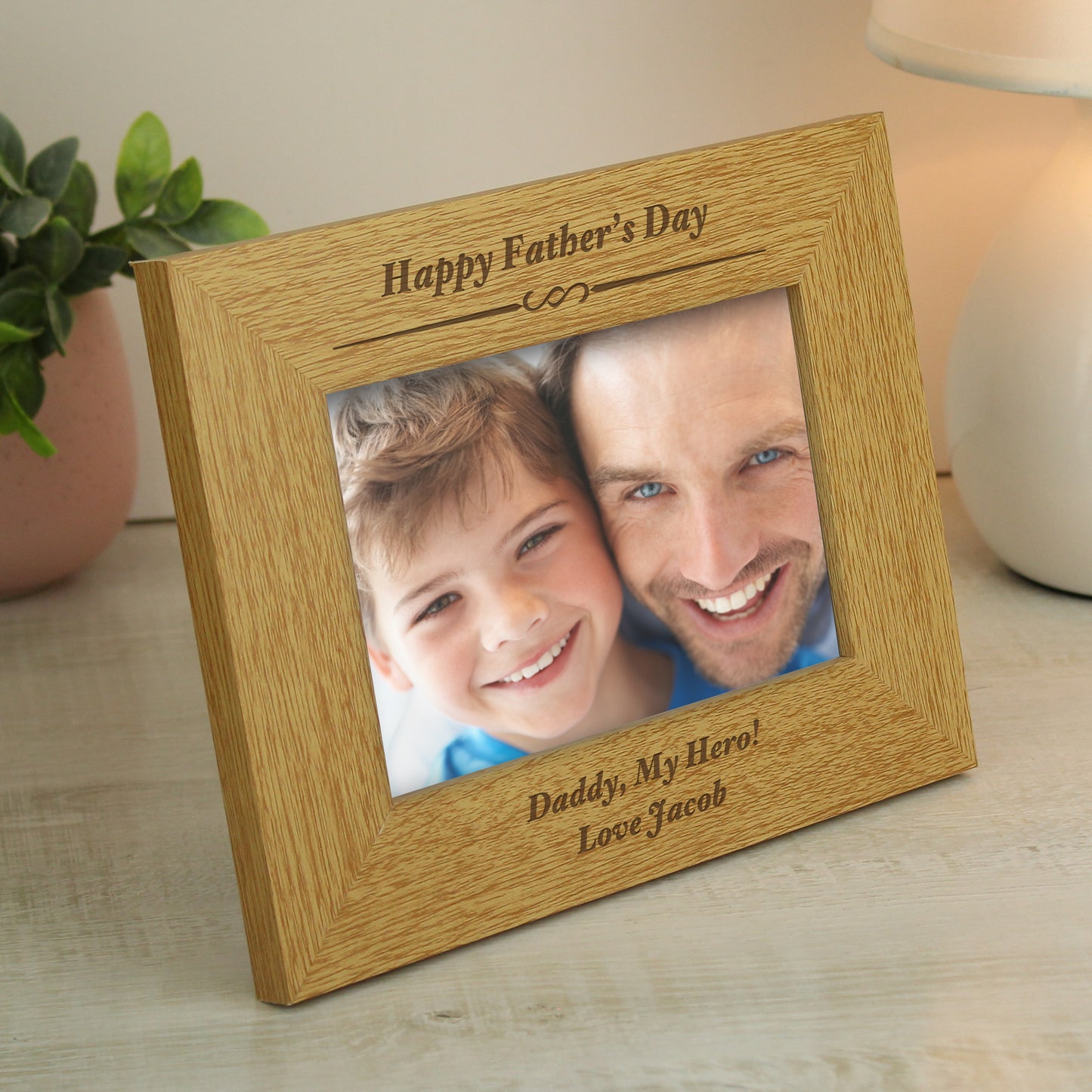 Personalised Formal 6x4 Landscape Oak Finish Photo Frame - image 4