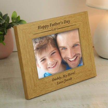 Personalised Formal 6x4 Landscape Oak Finish Photo Frame - image 4