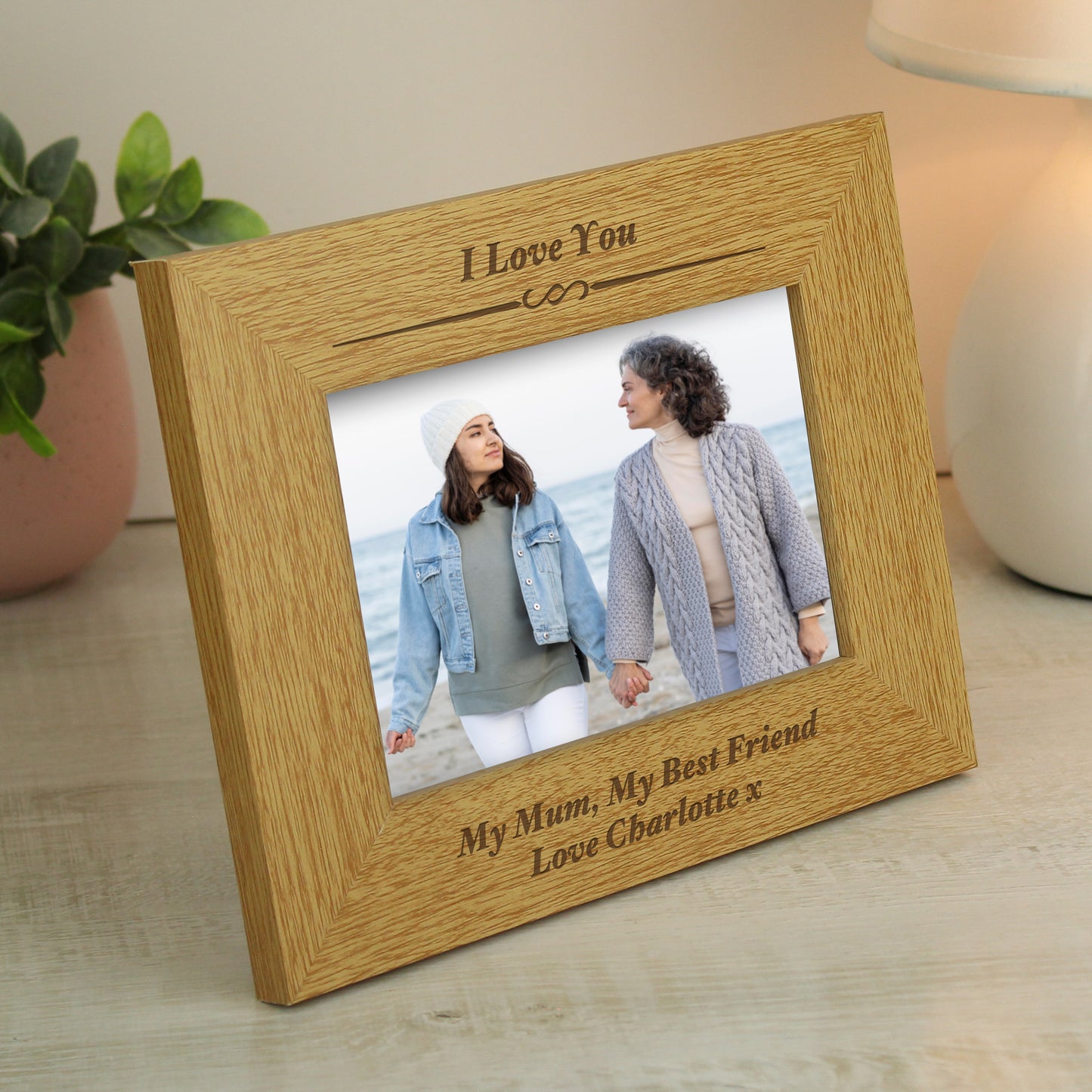 Personalised Formal 6x4 Landscape Oak Finish Photo Frame - image 6