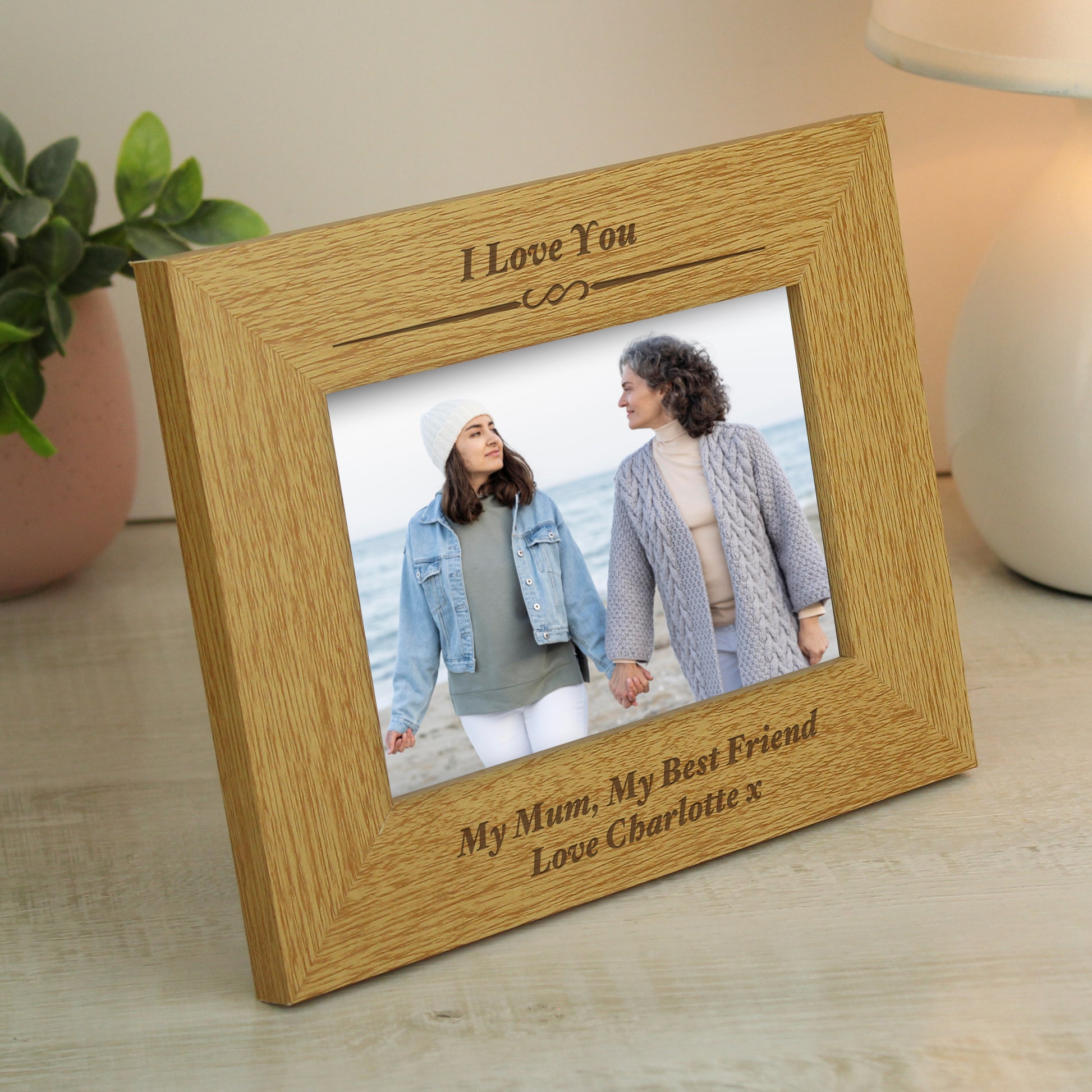Personalised Formal 6x4 Landscape Oak Finish Photo Frame - image 6