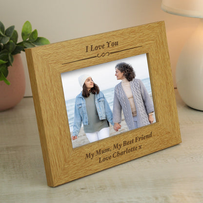 Personalised Formal 6x4 Landscape Oak Finish Photo Frame - image 6