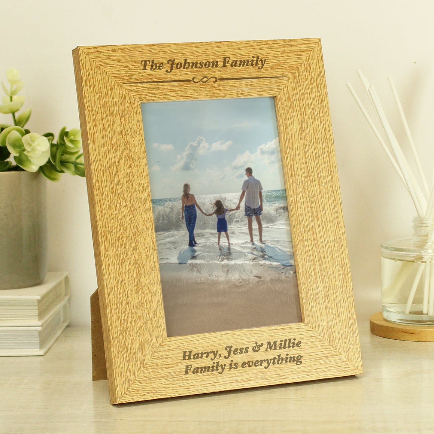 Personalised Formal 6x4 Oak Finish Photo Frame from Heartfelt Gifts