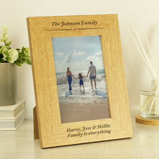 Personalised Formal 6x4 Oak Finish Photo Frame from Heartfelt Gifts