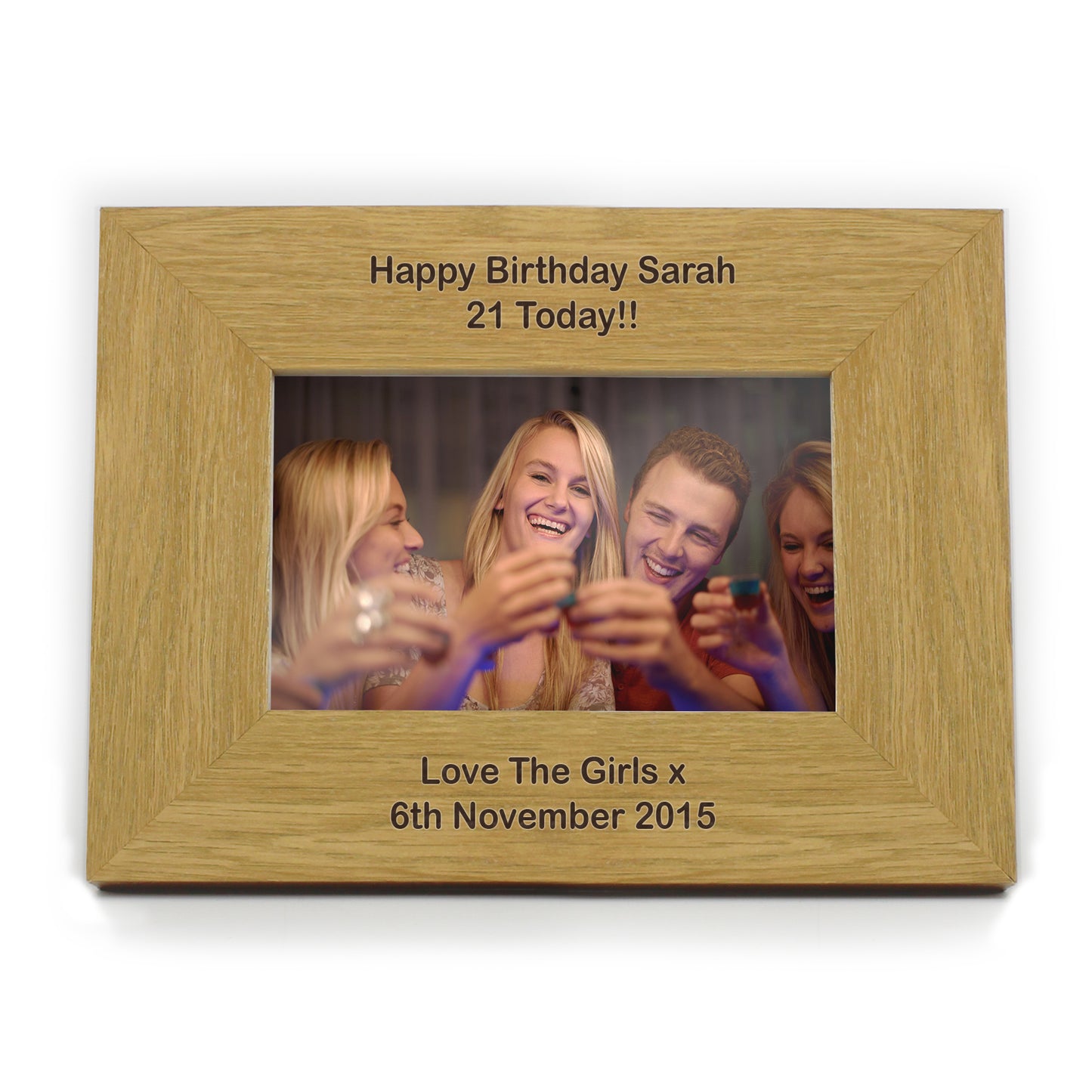 Personalised Long Message 6x4 Landscape Oak Finish Photo Frame - image 2