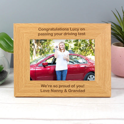 Personalised Long Message 6x4 Landscape Oak Finish Photo Frame - image 3