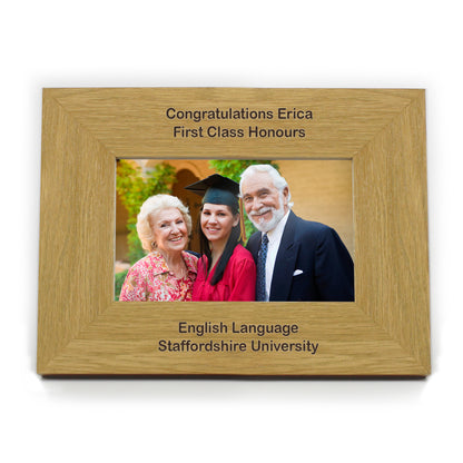Personalised Long Message 6x4 Landscape Oak Finish Photo Frame - image 5