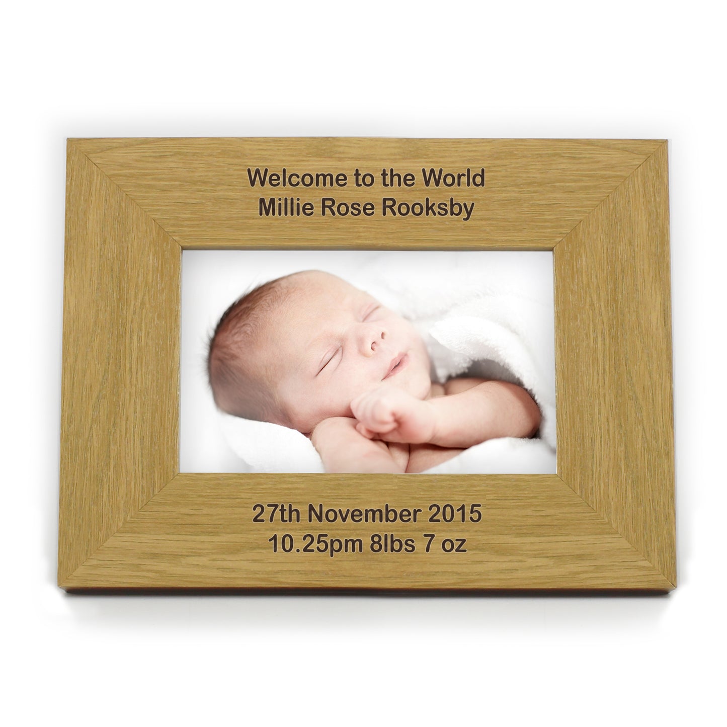 Personalised Long Message 6x4 Landscape Oak Finish Photo Frame - image 7