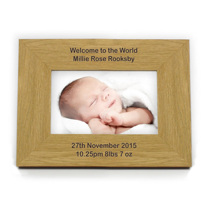 Personalised Long Message 6x4 Landscape Oak Finish Photo Frame - image 7