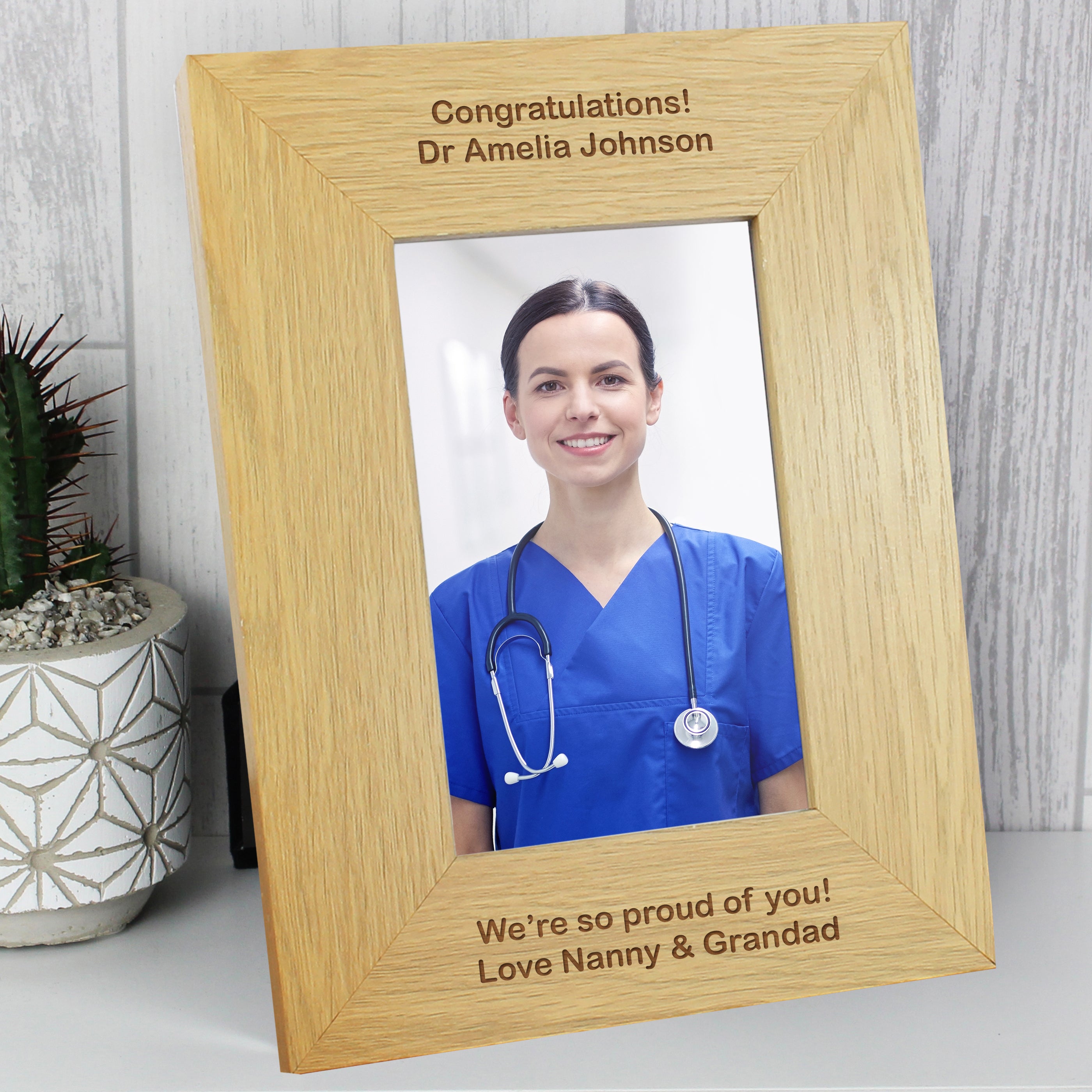 Personalised Long Message 6x4 Oak Finish Photo Frame from Heartfelt Gifts
