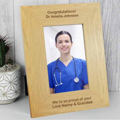 Personalised Long Message 6x4 Oak Finish Photo Frame from Heartfelt Gifts