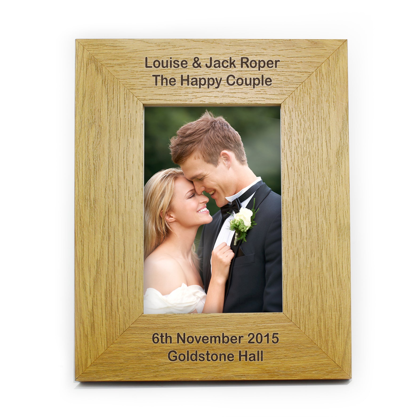 Personalised Long Message 6x4 Oak Finish Photo Frame - image 2