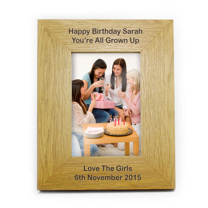 Personalised Long Message 6x4 Oak Finish Photo Frame - image 8