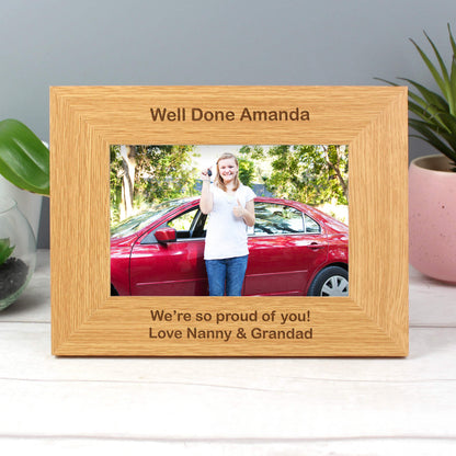 Personalised Short Message 6x4 Landscape Oak Finish Photo Frame - image 3