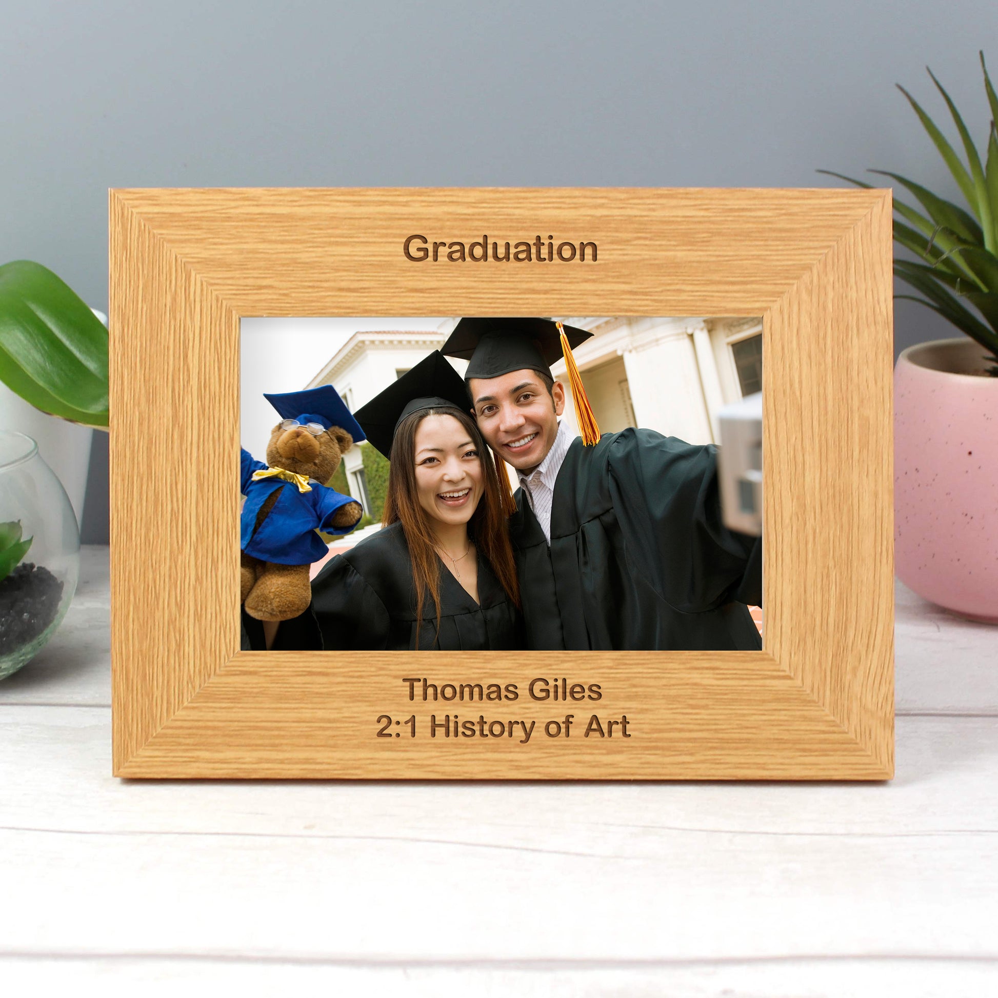Personalised Short Message 6x4 Landscape Oak Finish Photo Frame - image 4
