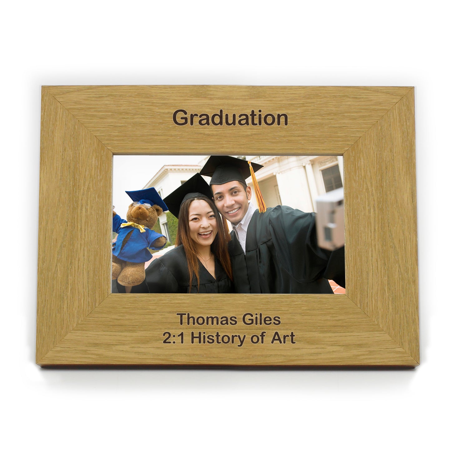 Personalised Short Message 6x4 Landscape Oak Finish Photo Frame - image 5
