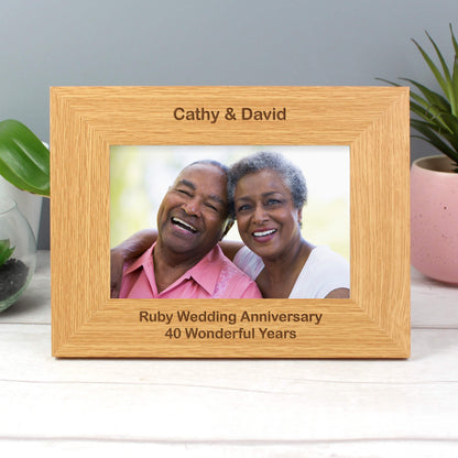 Personalised Short Message 6x4 Landscape Oak Finish Photo Frame - image 6
