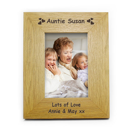 Personalised Hearts 6x4 Oak Finish Photo Frame - image 2