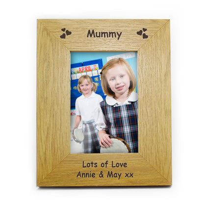 Personalised Hearts 6x4 Oak Finish Photo Frame - image 4