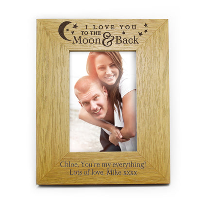 Personalised 'To the Moon and Back' 6x4 Oak Finish Photo Frame - image 2