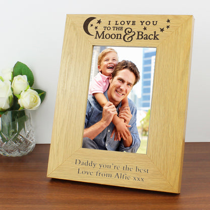 Personalised 'To the Moon and Back' 6x4 Oak Finish Photo Frame - image 3