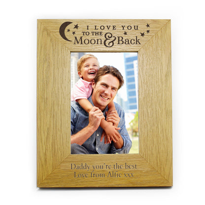 Personalised 'To the Moon and Back' 6x4 Oak Finish Photo Frame - image 4