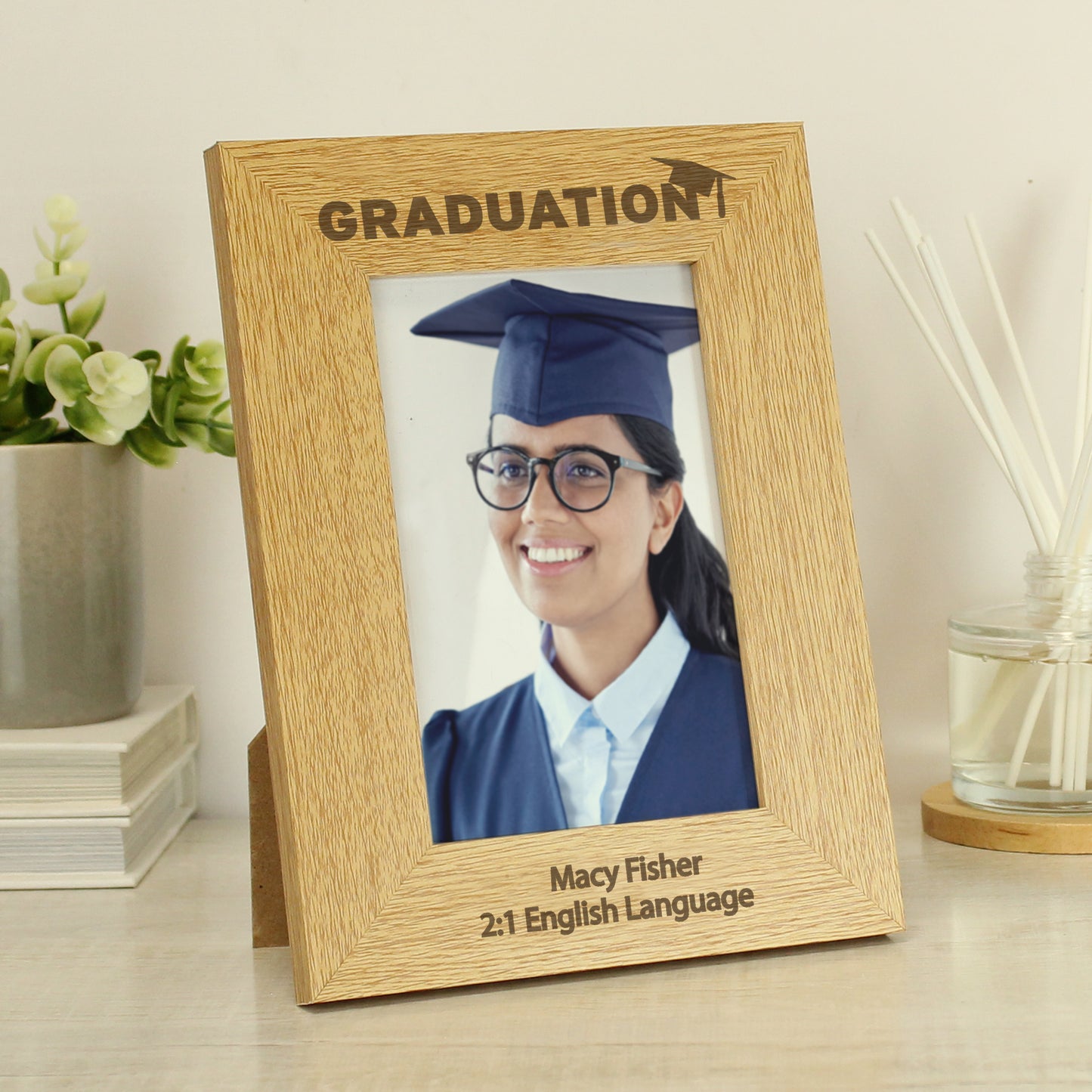 Personalised Graduation 6x4 Oak Finish Photo Frame from Heartfelt Gifts