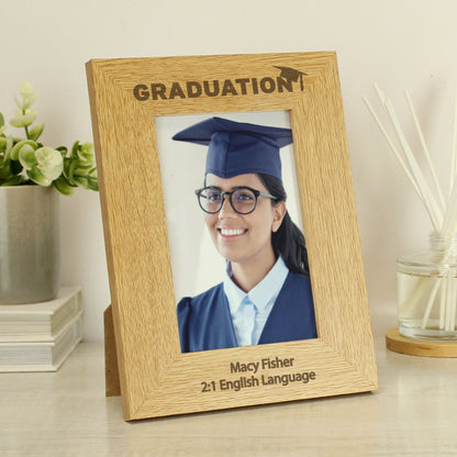Personalised Graduation 6x4 Oak Finish Photo Frame from Heartfelt Gifts