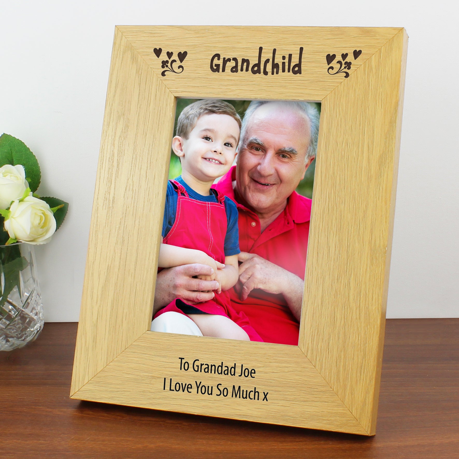 Personalised Oak Finish 6x4 Grandchild Photo Frame from Heartfelt Gifts