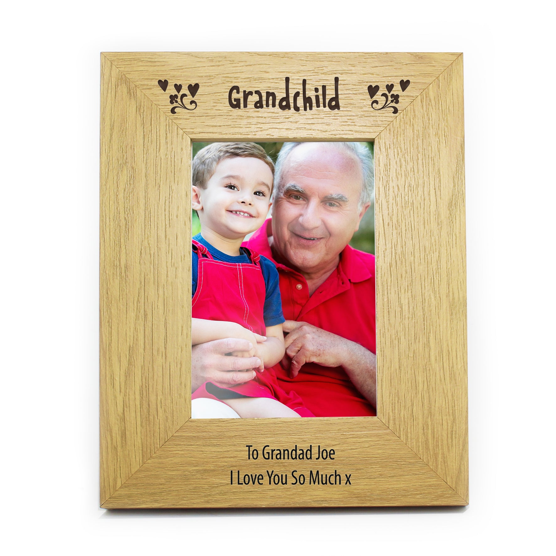 Personalised Oak Finish 6x4 Grandchild Photo Frame - image 2