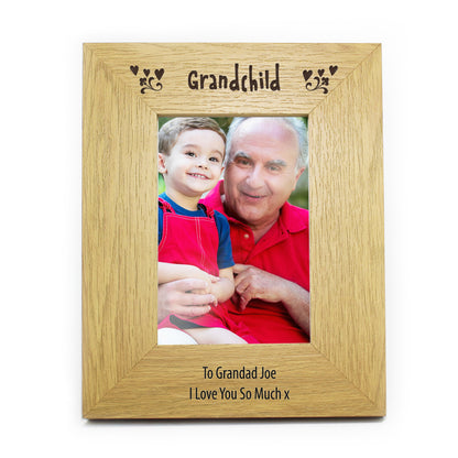 Personalised Oak Finish 6x4 Grandchild Photo Frame - image 2