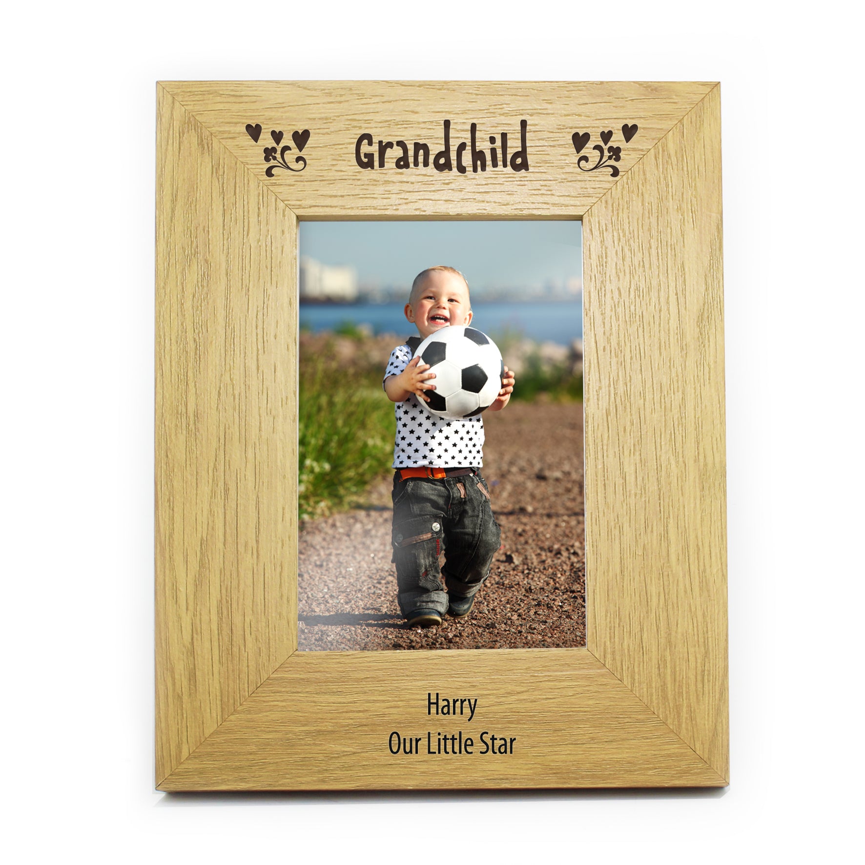 Personalised Oak Finish 6x4 Grandchild Photo Frame - image 4