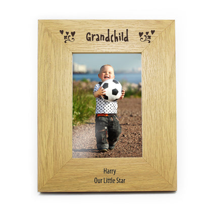 Personalised Oak Finish 6x4 Grandchild Photo Frame - image 4