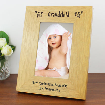 Personalised Oak Finish 6x4 Grandchild Photo Frame - image 5