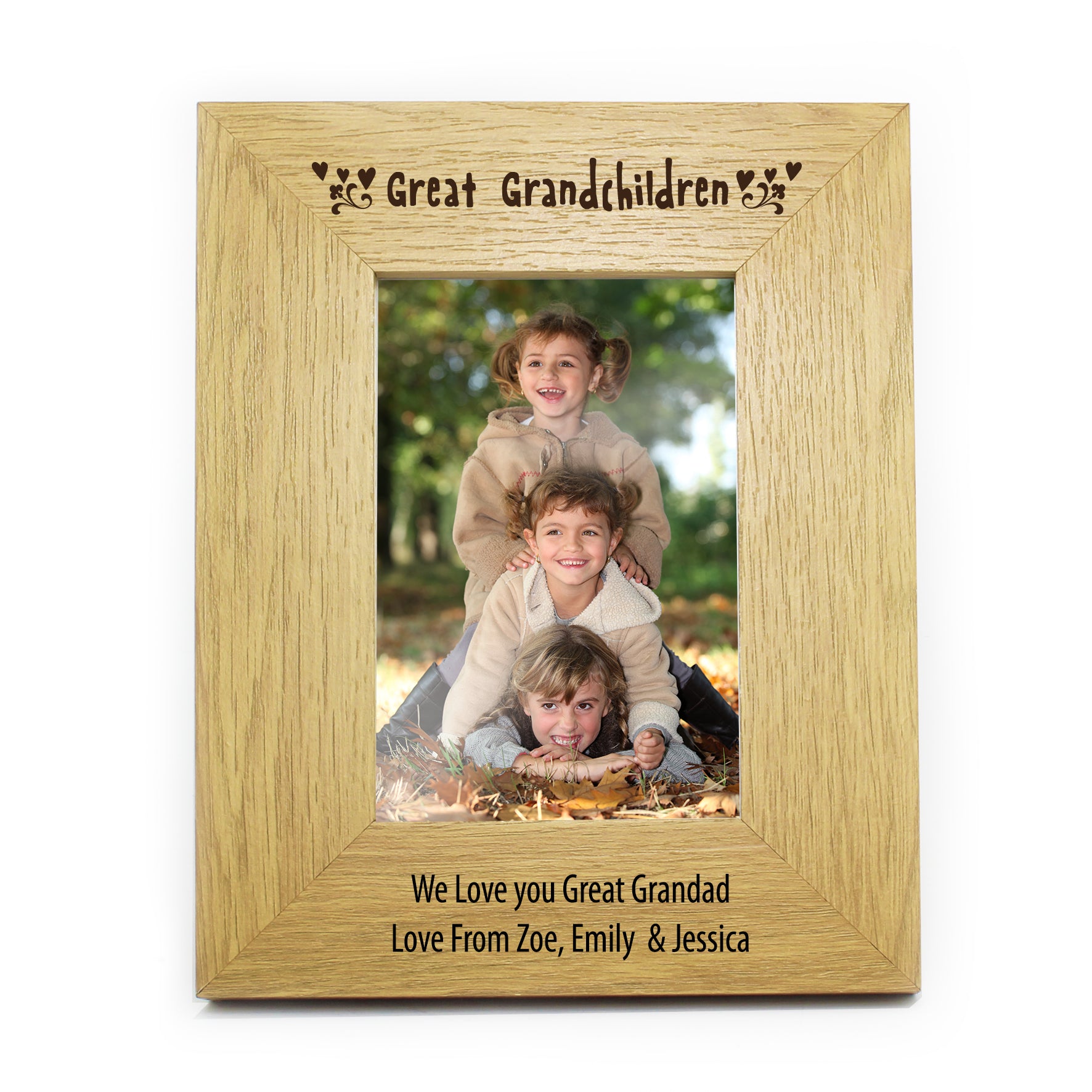 Personalised Great Grandchildren 6x4 Oak Finish Photo Frame - image 3