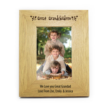 Personalised Great Grandchildren 6x4 Oak Finish Photo Frame - image 3