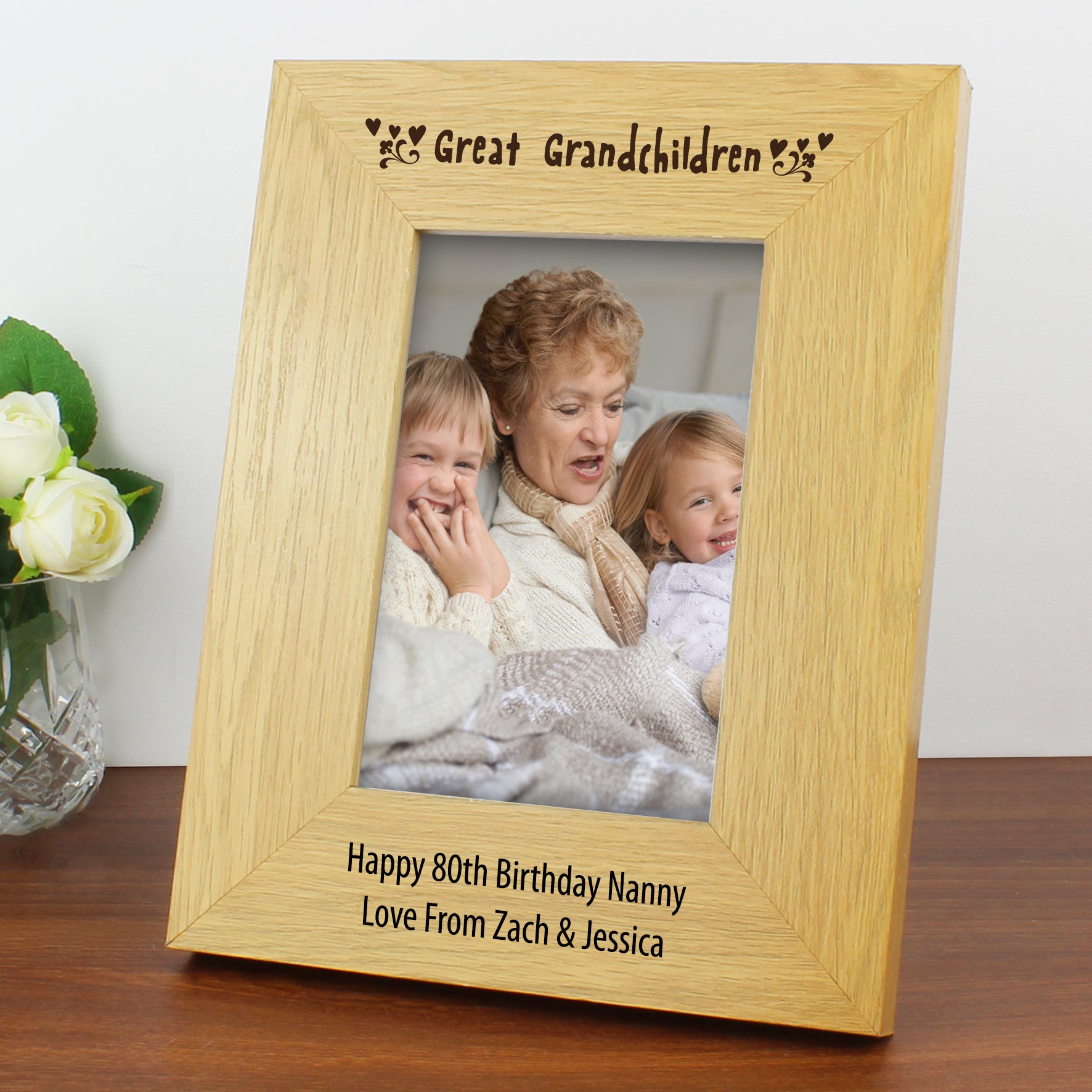 Personalised Great Grandchildren 6x4 Oak Finish Photo Frame - image 4