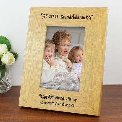 Personalised Great Grandchildren 6x4 Oak Finish Photo Frame - image 4