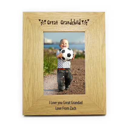 Personalised Oak Finish 6x4 Great Grandchild Photo Frame - image 2