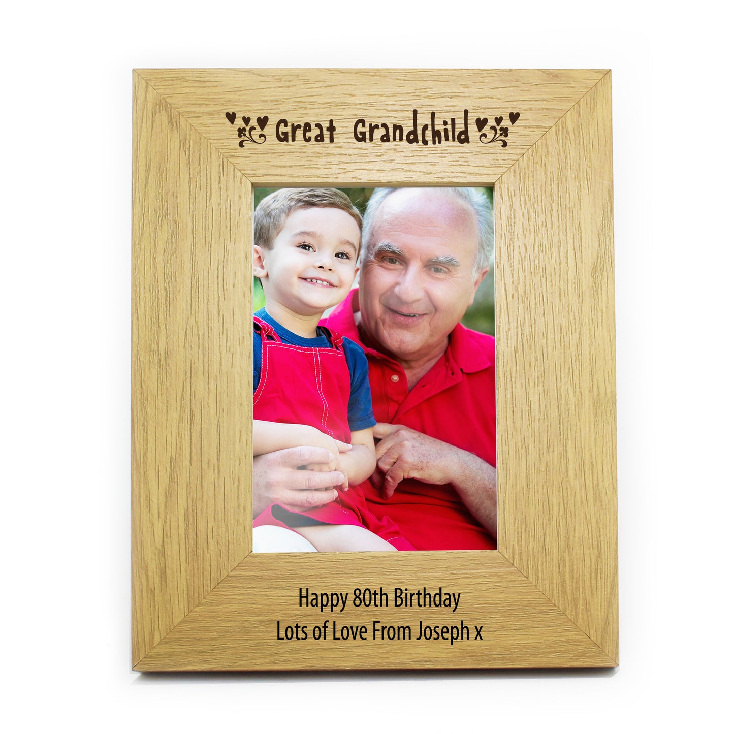 Personalised Oak Finish 6x4 Great Grandchild Photo Frame - image 3