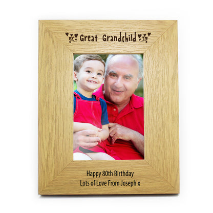 Personalised Oak Finish 6x4 Great Grandchild Photo Frame - image 3