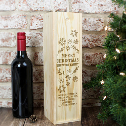Personalised Christmas Frost Wooden Wine Bottle Box - image 3