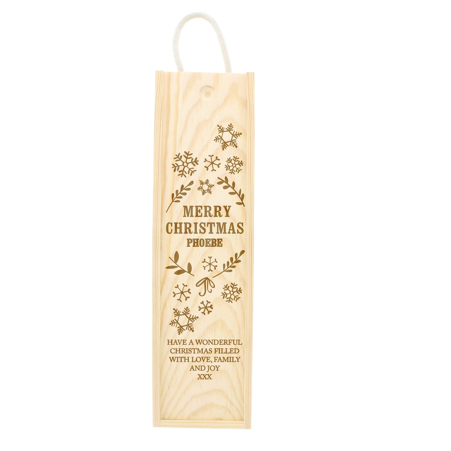 Personalised Christmas Frost Wooden Wine Bottle Box - image 4