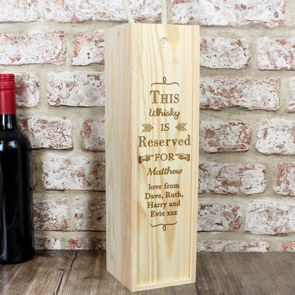 Personalised Reserved For Wooden Wine Bottle Box from Heartfelt Gifts