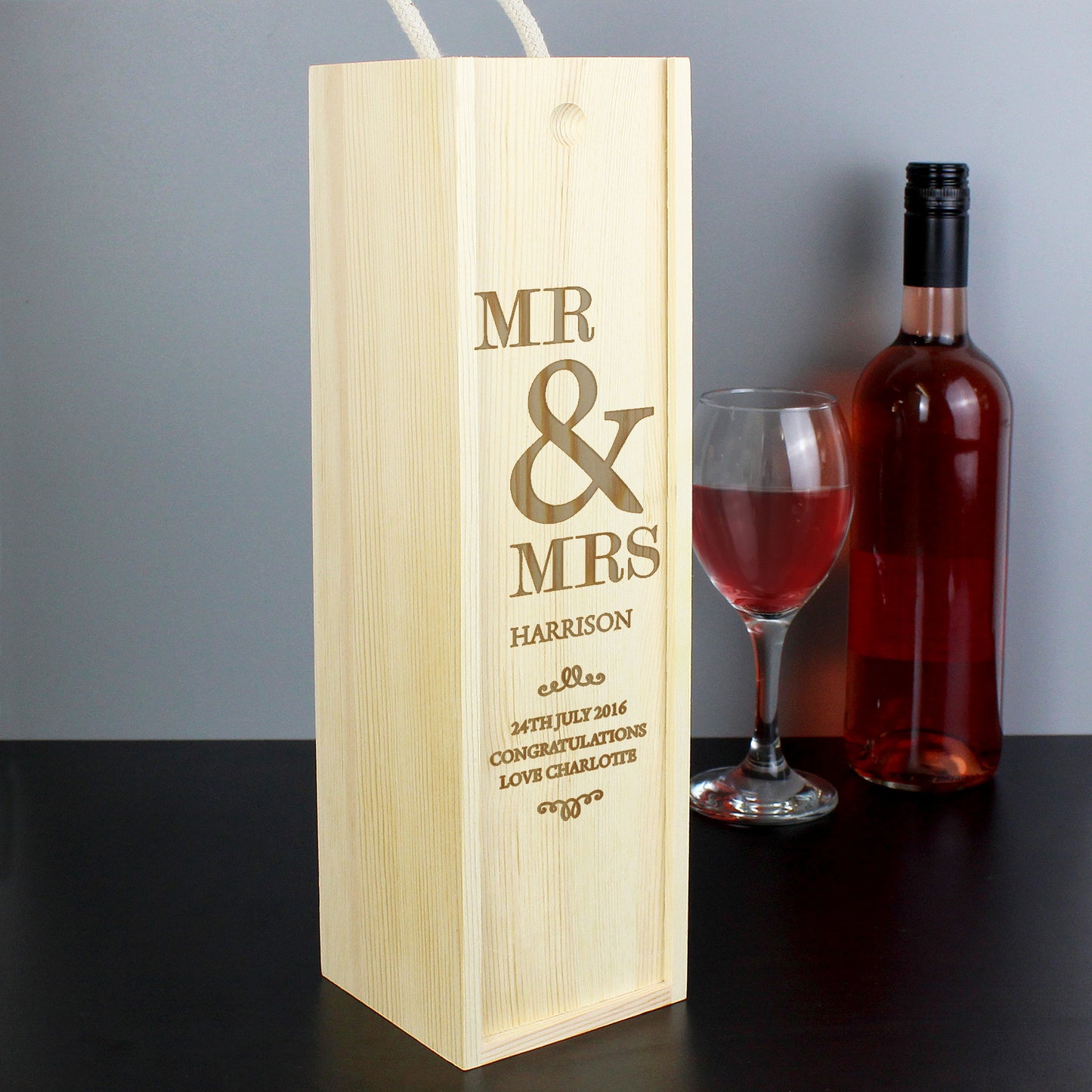 Personalised Couples Wooden Wine Bottle Box - image 3