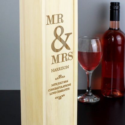 Personalised Couples Wooden Wine Bottle Box - image 4