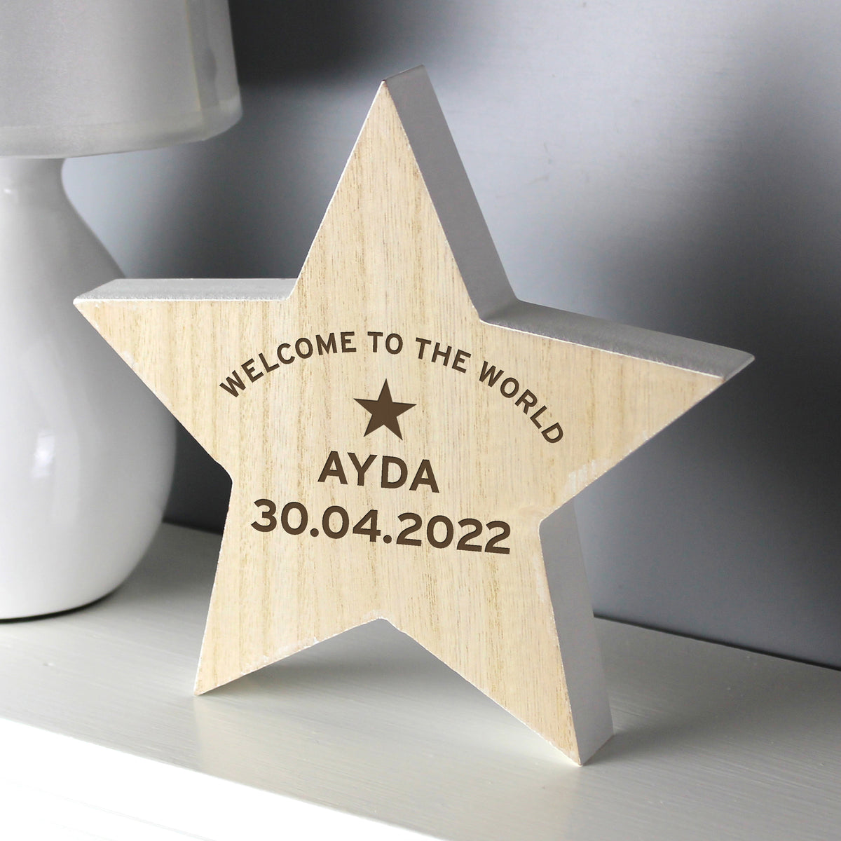 Personalised Rustic Wooden Star Decoration from Heartfelt Gifts