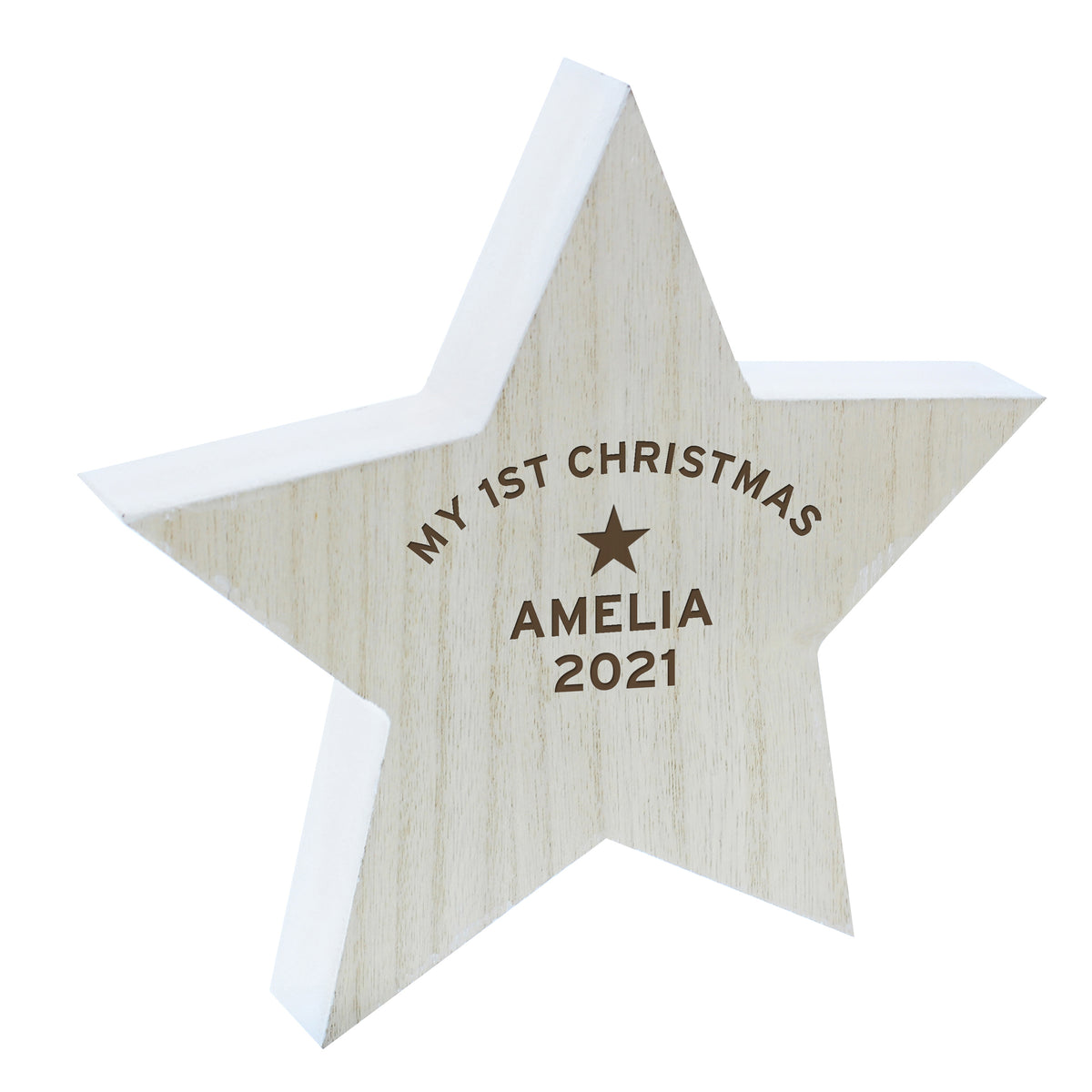 Personalised Rustic Wooden Star Decoration - image 2