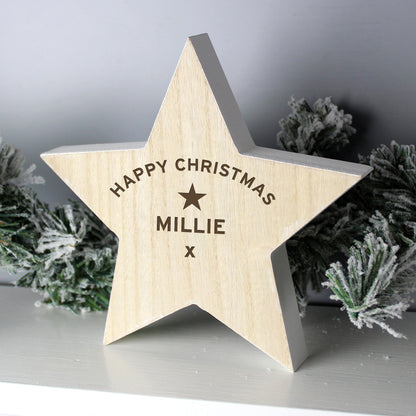 Personalised Rustic Wooden Star Decoration - image 5