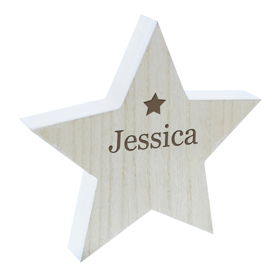 Personalised Any Name Rustic Wooden Star Decoration - image 2