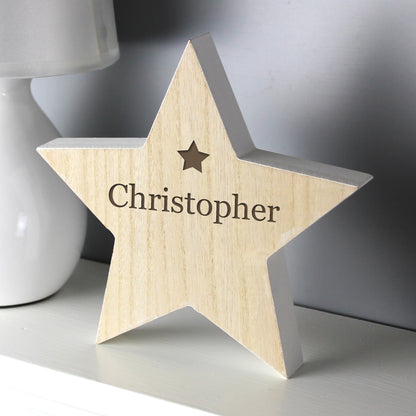 Personalised Any Name Rustic Wooden Star Decoration - image 3